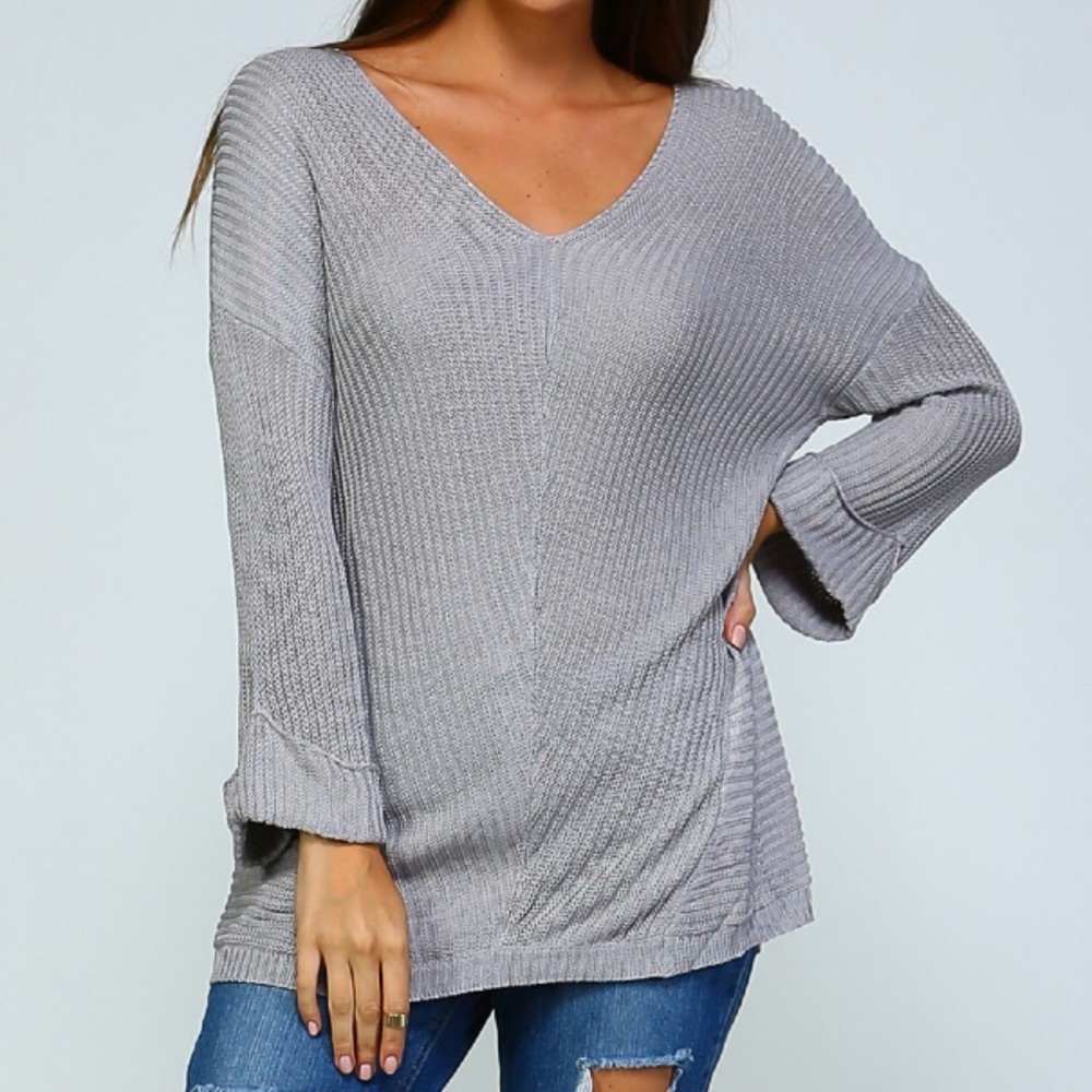 LAST M/L NewBoho Knitted V Neck Sweater - Picture 3 of 4